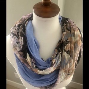 Floral periwinkle infinity scarf